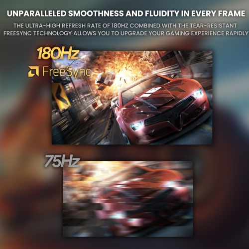 CRUA 27" 180Hz FHD Curved Gaming Monitor, 1ms, 1800R, FreeSync, Low Motion Blur, Eye Care, HDMI & DP, Frameless, Wall Mountable, Black