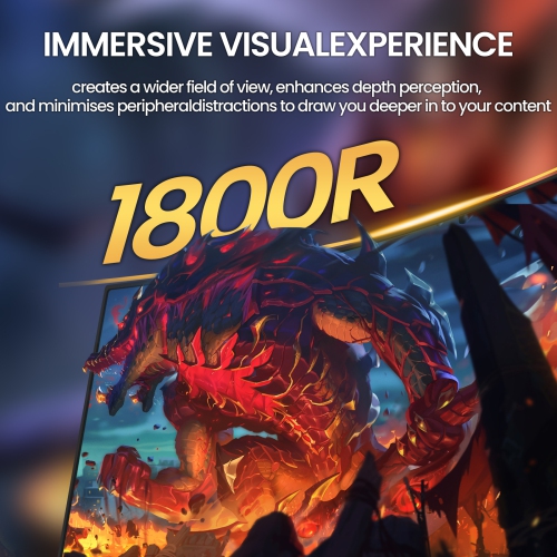 CRUA 27" 180Hz FHD Curved Gaming Monitor, 1ms, 1800R, FreeSync, Low Motion Blur, Eye Care, HDMI & DP, Frameless, Wall Mountable, Black