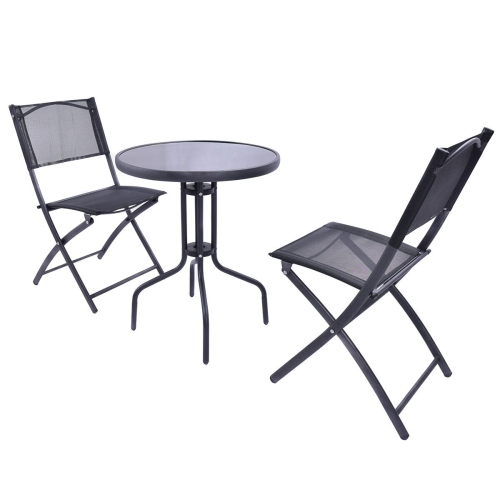 Gymax Outdoor Patio Furniture 3PCS Garden Backyard Folding Bistro Set