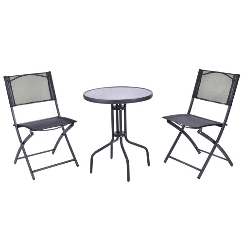 Gymax Outdoor Patio Furniture 3PCS Garden Backyard Folding Bistro Set
