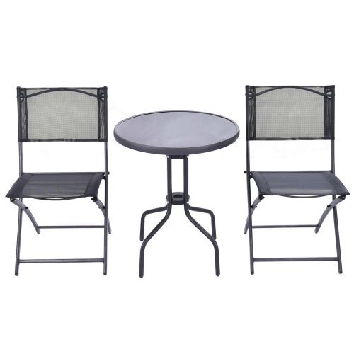 Gymax Outdoor Patio Furniture 3PCS Garden Backyard Folding Bistro Set