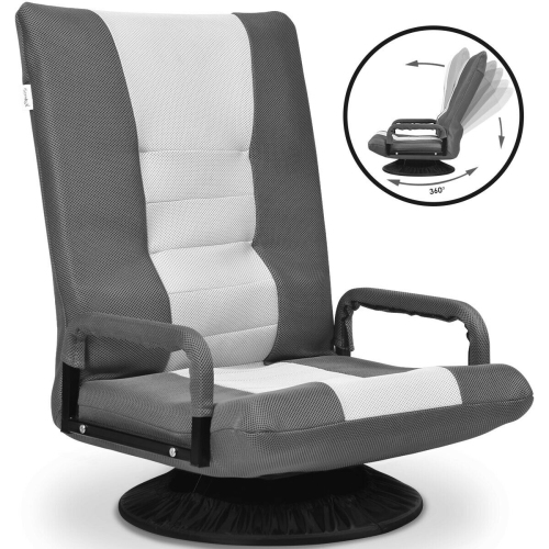 GYMAX  Gaming Floor Chair Folding Lazy Sofa 6-Position Adjustable Swivel W/armrest