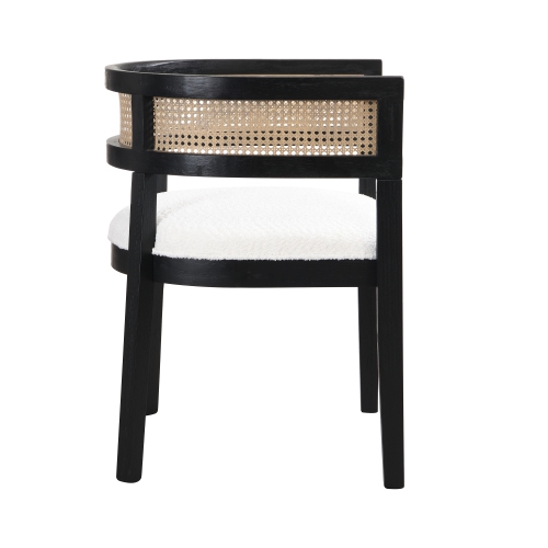 Fantasylab Wood Dining Chair with Rattan Set of 2, Mid Century Kitchen Chairs