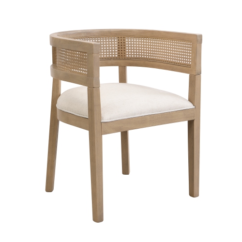 Fantasylab Wood Dining Chair with Rattan Set of 2, Mid Century Kitchen Chairs