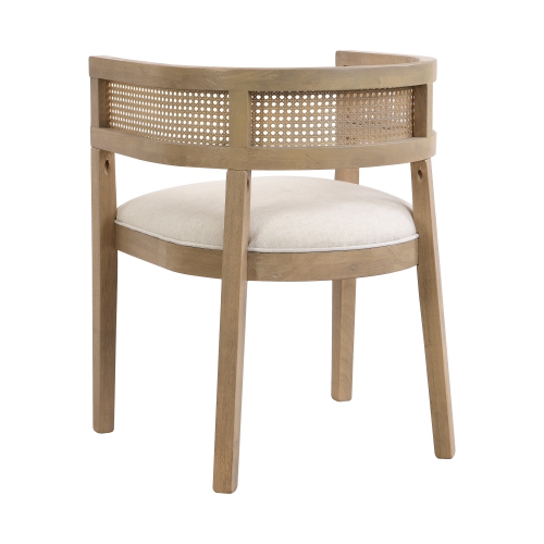 Fantasylab Wood Dining Chair with Rattan Set of 2, Mid Century Kitchen Chairs