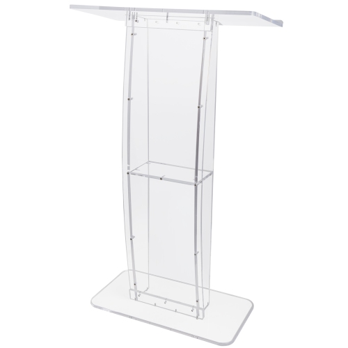 Podium en acrylique de 47 po de haut VEVOR, poteau en acrylique transparent, grande surface de lecture et tablette de rangement, pattes
