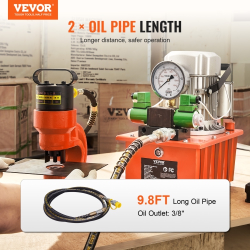 VEVOR 10,000 PSI Electric Hydraulic Pump, 750W 110V 488 in³/8L Capacity, Double Acting Solenoid Valve, Electric Driven Pump with Pedal Switch for