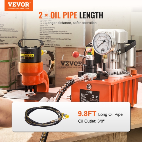 VEVOR 10,000 PSI Electric Hydraulic Pump, 750W 110V, 488 in³/8L Capacity, Double Acting Manual Valve, Hydraulic Pump Unit with Lever Switch for