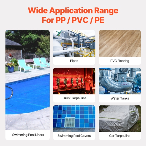 VEVOR 1600W Hot Air Plastic Welder, Torch Pistol, 122-1112℉ PVC TPO Vinyl Welding Torch, Roofing Welding Kit with 9 Accessories- 4 Nozzles & 4 Seam