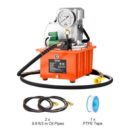 VEVOR 10,000 PSI Electric Hydraulic Pump, 750W 110V 488 in³/8L Capacity, Single Acting Solenoid Valve, Hydraulic Pump Pack Unit with Pedal Switch for
