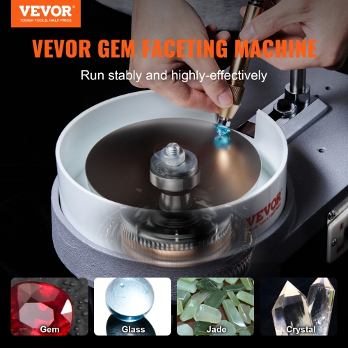 VEVOR 2800RPM Gem Faceting Machine, Jade Grinding Polishing Machine, 110V 180W Rock Polisher Jewel Angle Polisher, with Faceted Manipulator and 1 Bag