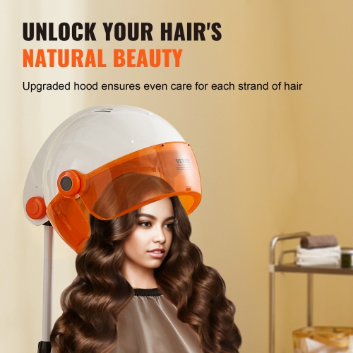VEVOR 1875W Professional Hooded Dryer, High-Power Bonnet Hair Dryer, Sit Under Hair Dryer with Timer, 3 Temp Settings & Wind Speed, Floor Standing