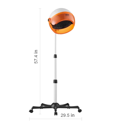 VEVOR 1875W Professional Hooded Dryer, High-Power Bonnet Hair Dryer, Sit Under Hair Dryer with Timer, 3 Temp Settings & Wind Speed, Floor Standing