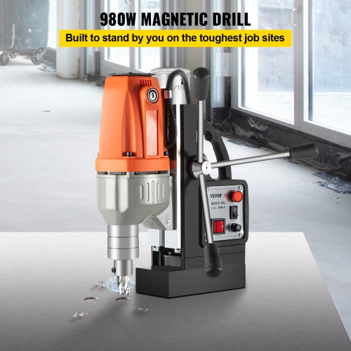 VEVOR 980W Magnetic Drill Magnetic Drilling Machine, Metal Drill Press High Power 680 rpm, Multi-Function Metal Drill Press 35MM Core Drilling