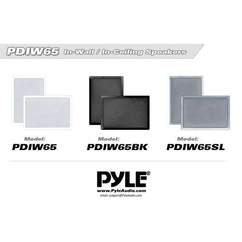 Pyle Home PDIW65 200-Watt, In-Wall/In-Ceiling 6.5-inch Stereo Speakers, 2-Way, Flush Mount, White Pair