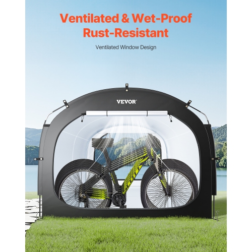 Tente de rangement pour 5 vélos VEVOR, tente de rangement spacieuse pour vélo avec fenêtre ventilée, tente étanche facile à installer en fibre de