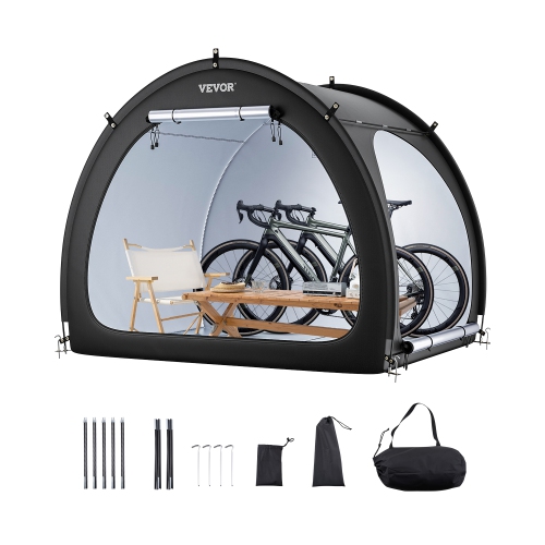 VEVOR  4 to 5 Bikes Storage Tent, Outdoor Spacious Bike Storage Tent \w Ventilated Window, Waterproof Fan-Shaped Bike Tent \w High Strength