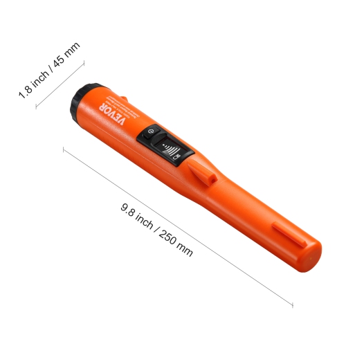 VEVOR 3 Modes Metal Detector Pinpointer, IP68 Fully Waterproof Handheld Pin Pointer Wand, 4.5" Detection Depth, LCD Screen, Treasure Hunting Probe