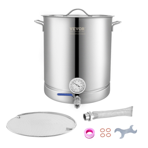 VEVOR 16 GALLON Stainless Steel Kettle, Brewing Pot, Tri Ply Bottom for Beer, Brew Kettle Pot, Home Brewing Supplies Includes Lid, Handle,