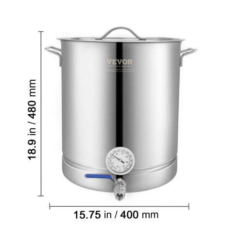 VEVOR 16 GALLON Stainless Steel Kettle, Brewing Pot, Tri Ply Bottom for Beer, Brew Kettle Pot, Home Brewing Supplies Includes Lid, Handle,