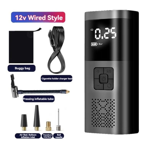 LED lighting + 6000mAh-Multi-function smart air pump | Dual turbine super fast inflation | Tire pressure preset/auto stop | Suitable for