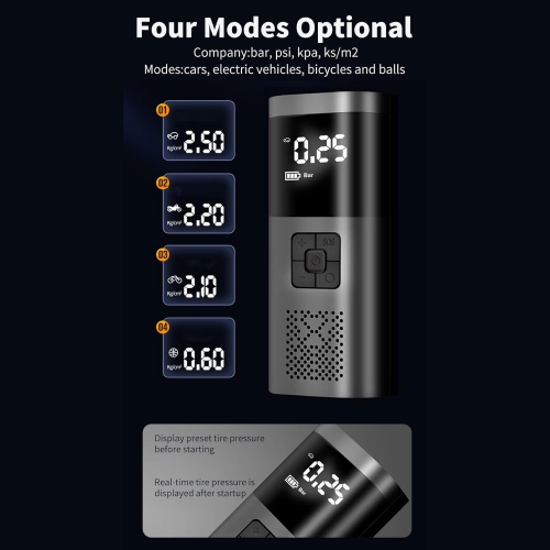 LED lighting + 6000mAh-Multi-function smart air pump | Dual turbine super fast inflation | Tire pressure preset/auto stop | Suitable for