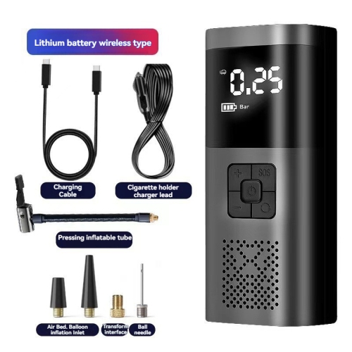 LED lighting + 6000mAh-Multi-function smart air pump | Dual turbine super fast inflation | Tire pressure preset/auto stop | Suitable for