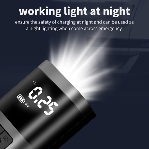 LED lighting + 6000mAh-Multi-function smart air pump | Dual turbine super fast inflation | Tire pressure preset/auto stop | Suitable for