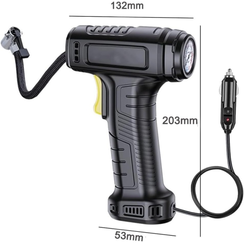 Portable multifunctional electric air pump, intelligent digital display, preset tire pressure, automatic stop when full, with LED light, long battery