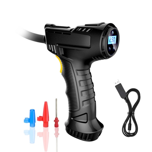 Portable multifunctional electric air pump, intelligent digital display, preset tire pressure, automatic stop when full, with LED light, long battery