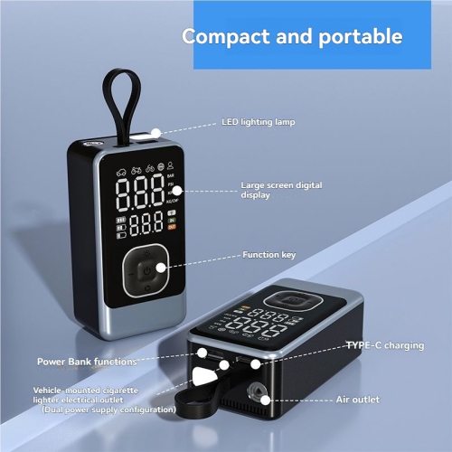 [4000mAh turbo fast charging] Intelligent digital display car air pump | 150PSI high pressure/4 mode switching/LED lighting/mobile power supply