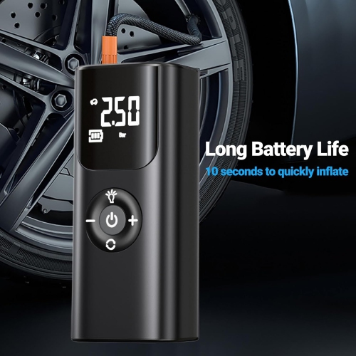 Car fast charging air pump | Mobile power + LED light | 4 mode presets | Digital display | High speed and high pressure inflation | Universal for
