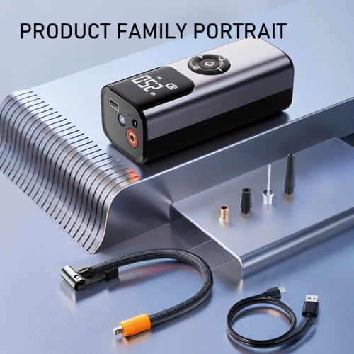 Car fast charging air pump | Mobile power + LED light | 4 mode presets | Digital display | High speed and high pressure inflation | Universal for