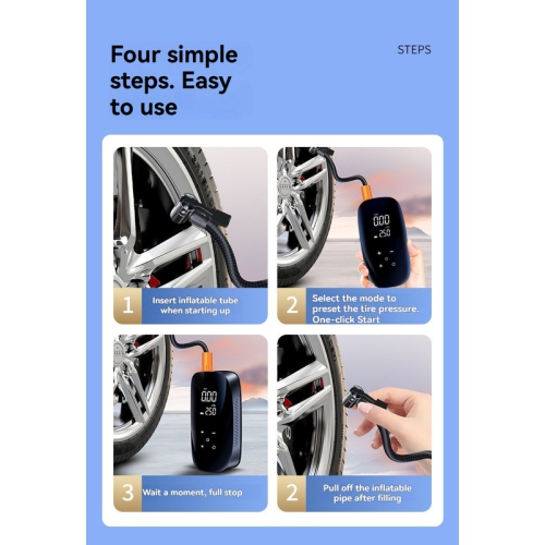 【Dual Pump Silent】Portable Air Pump - Digital LCD Touch Screen | 5 Modes | 60dB Low Noise | LED Lighting | Universal for Cars/Bicycles/Balls