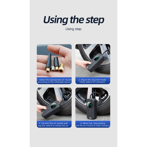 Pompe à air portative sans fil de 12&nbsp;V avec écran LCD - gonfleur de pneus multifonction pour voiture/vélo, prend en charge 150&nbsp;lb/po², 4