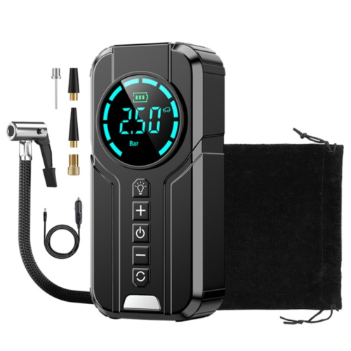 Pompe à air portative sans fil de 12&nbsp;V avec écran LCD - gonfleur de pneus multifonction pour voiture/vélo, prend en charge 150&nbsp;lb/po², 4