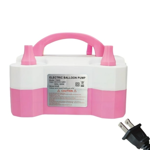 Double nozzle electric balloon pump - quickly inflate aluminum foil balloons and large balloons, with cable tie tool, noise level ≤ 95dB, portable