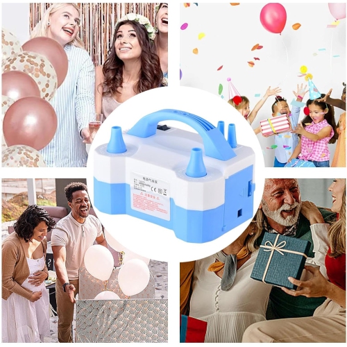Double nozzle electric balloon pump - quickly inflate aluminum foil balloons and large balloons, with cable tie tool, noise level ≤ 95dB, portable