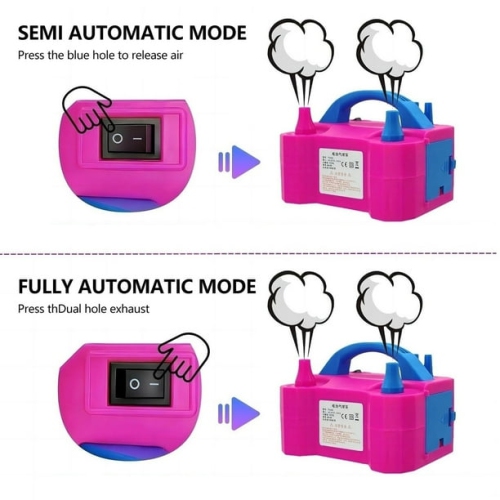 Double nozzle electric balloon pump - quickly inflate aluminum foil balloons and large balloons, with cable tie tool, noise level ≤ 95dB, portable