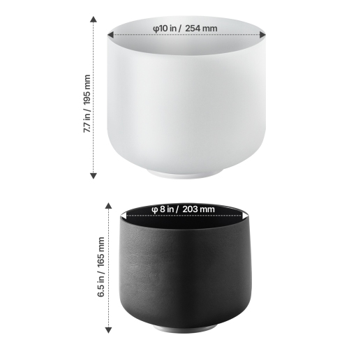 Bols à chanter en cristal VEVOR 2PCS, bols à chanter A & F de 8 et 10 pouces, bol à chants en quartz givré avec sac de transport de 10&nbsp;po, 1
