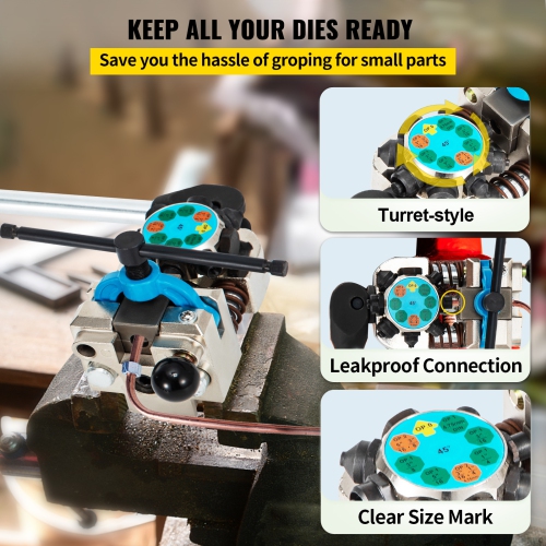 VEVOR Brake Line Flaring Tool, 45 Degree Single, Double, and Bubble Flares for 3/16", 1/4", 5/16" and 3/8" Tube Size, Suitable for Soft Metal of