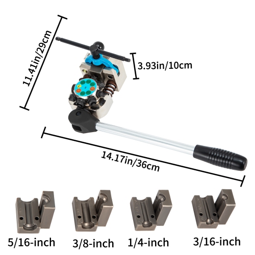 VEVOR Brake Line Flaring Tool, 45 Degree Single, Double, and Bubble Flares for 3/16", 1/4", 5/16" and 3/8" Tube Size, Suitable for Soft Metal of