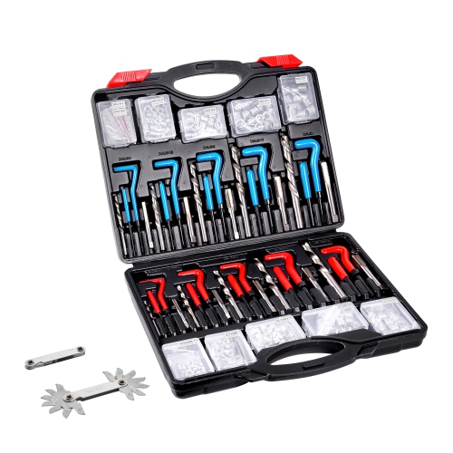 VEVOR 338-Piece Helicoil Thread Repair Kit, 338-Piece SAE and Metric Rethreading Tool Kit, M5, M6, M8, M10, M12, 1/4", 5/16", 3/8", 7/16", 1/2", HSS