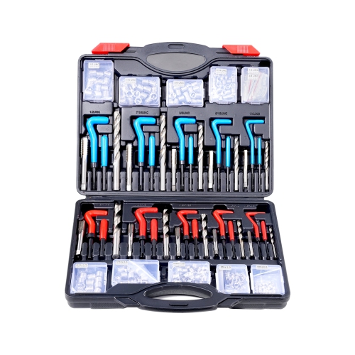 VEVOR 338-Piece Helicoil Thread Repair Kit, 338-Piece SAE and Metric Rethreading Tool Kit, M5, M6, M8, M10, M12, 1/4", 5/16", 3/8", 7/16", 1/2", HSS