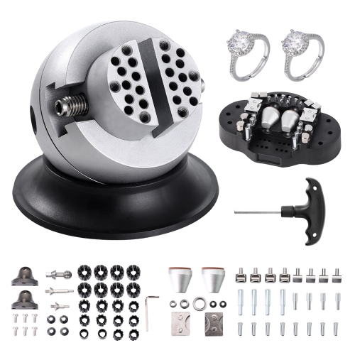 VEVOR  3" Ball Vise, Engraving Setting Tool, 360° Rotation Engraving Block Vise, 70 PCs Attachment Jewelry Engraving Block Tools Standard Block For