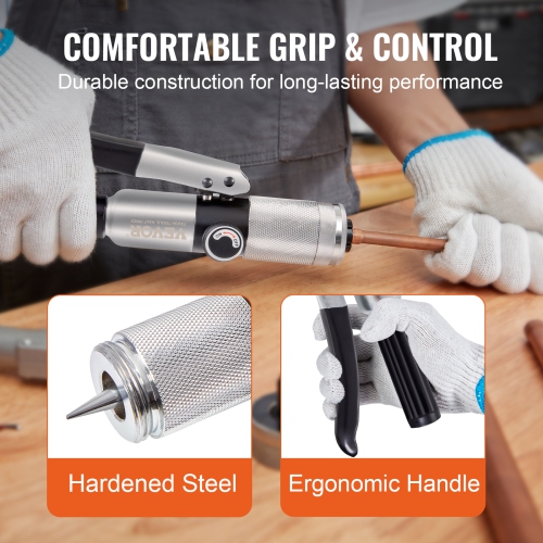 VEVOR Hydraulic Tube Expander, 3/8" to 1-1/8" OD, HAVC Hydraulic Swaging Tool with 7 Pipe Expander Heads, Deburring Tool, Pipe Cutter for Copper