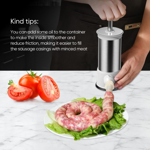 Poussoir à saucisses manuel, machine à saucisses maison avec 4 tubes de remplissage, outil de cuisine pour faire des saucisses rapides
