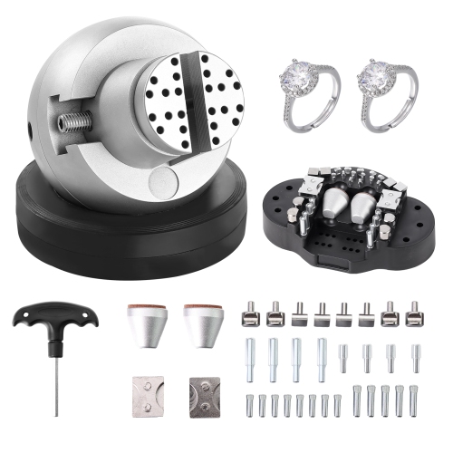 VEVOR  5" Ball Vise, Engraving Setting Tool, 360° Rotation Engraving Block Vise, 35 PCs Attachment Jewelry Engraving Block Tools Standard Block For