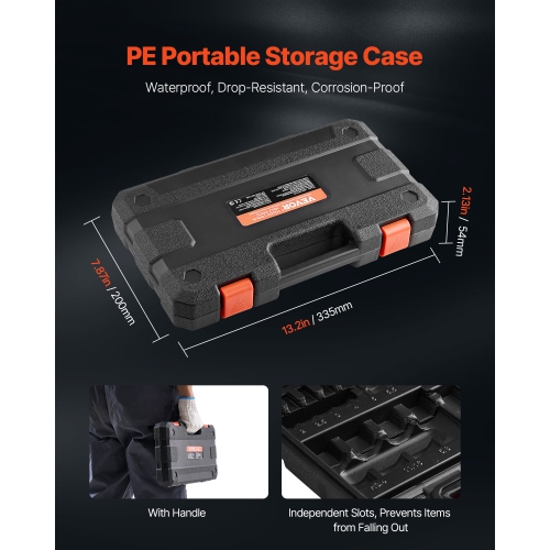 VEVOR 32-Piece Hex Bit Socket Set, S2 Alloy Steel and Cr-V Steel, Standard SAE and Metric, 1/4 in, 3/8 in, and 1/2 in Drives, with Enhanced Storage