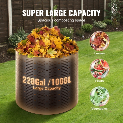 VEVOR 220 Gallon Compost Bin , Outdoor Expandable Composter, Easy to Setup & Large Capacity Composting Bin, Fast Creation of Fertile Soil